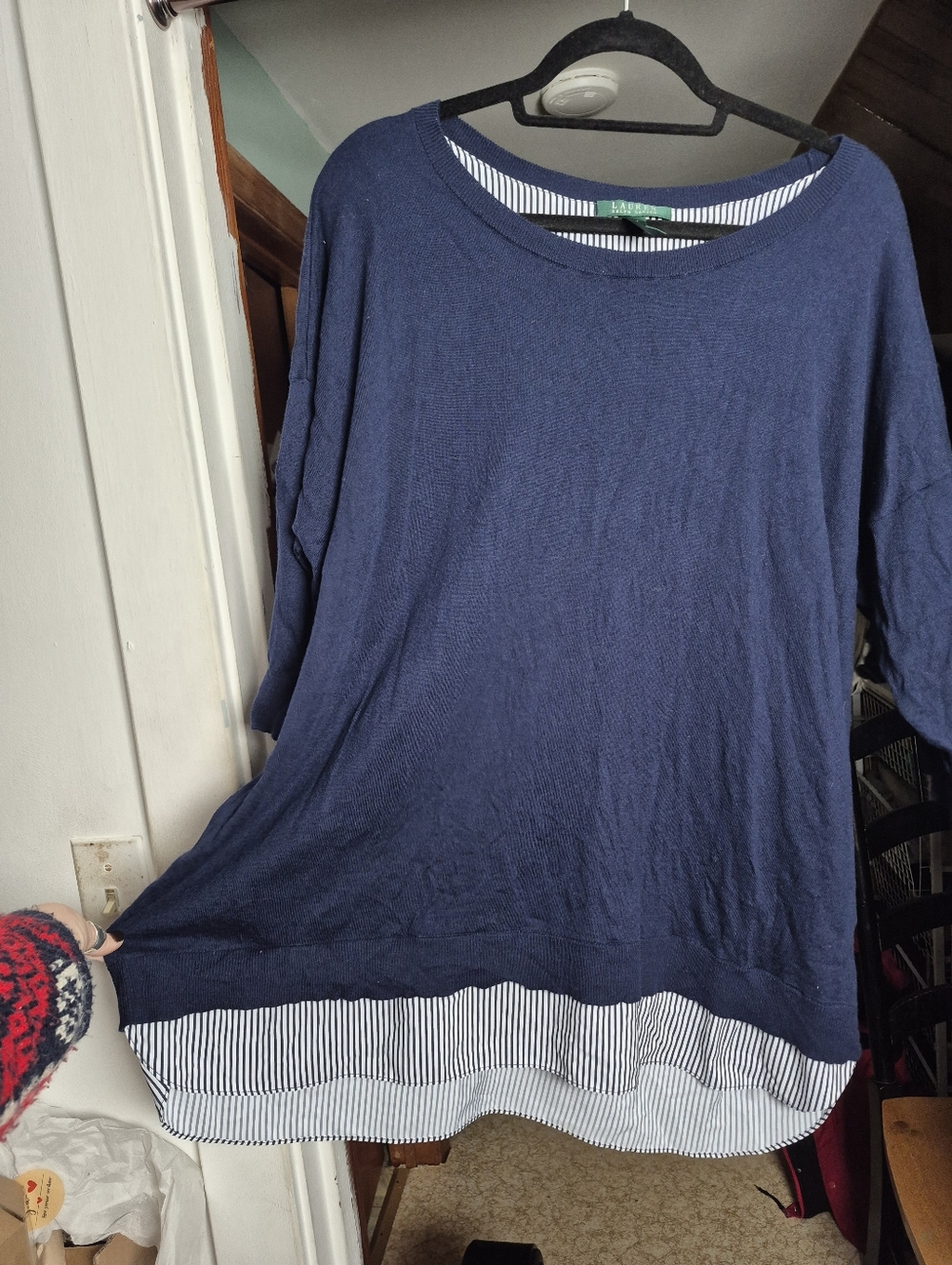 Lauren Ralph Lauren Navy Layered-Look Sweater Top